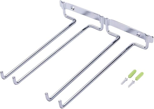Wall Mount Hanger Supplies Hanging Stemware Under Cabinet Home Kitchen Holder Shelf Bar Wine Rack Double Row (Color : A)
