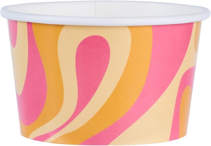 Coppetta 8 Ounce Dessert Cups, 200 Greaseproof Ice Cream Cups - Lids Sold Separately, For Hot And Cold Foods, Tropical Twist Paper Yogurt Bowls, Disposable, Sturdy - Restaurantware