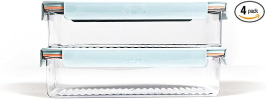 LocknLock LBF406RS2M Modular Plus Food Storage Container,4 set (2 containers & 2 Lids)- Mint