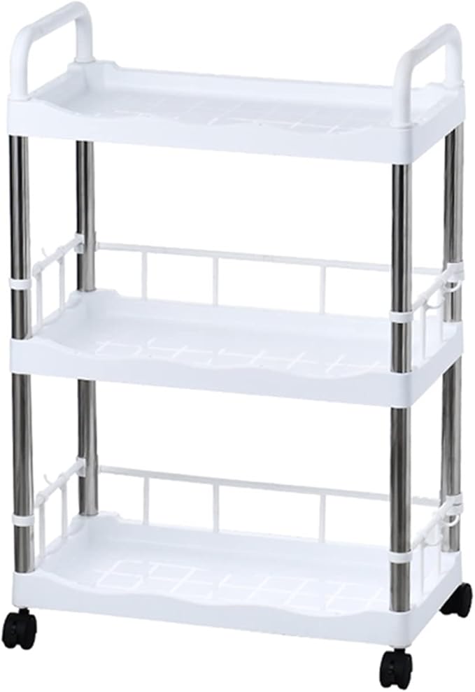 Kitchen Storage Rack Kitchen Trolley Rack Floor-to-Ceiling Multi-Layer Wheeled Removable Vegetable and Fruit Seasoning Bottle Storage Basket Locker Storage Shelves (Color : B-1) (Brass)