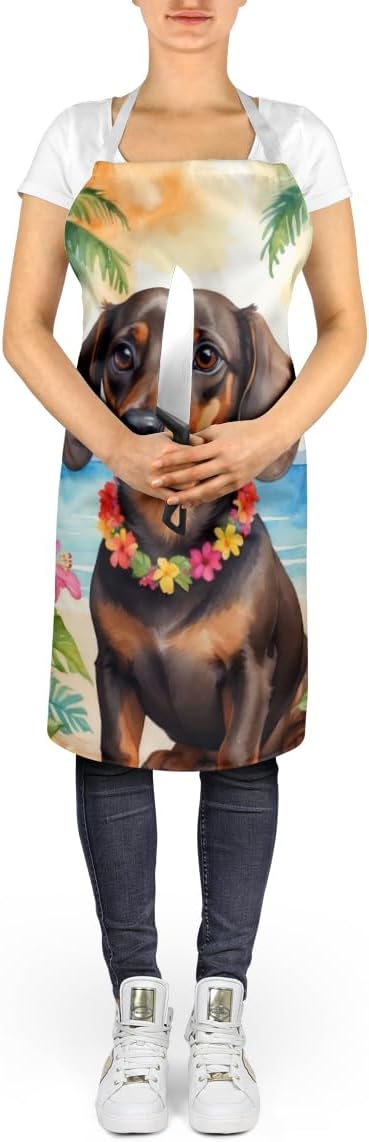 Caroline's Treasures Dachshund Luau Apron Cooking Kitchen Server Baking Crafts Gardening for Adult Women Men, Unisex, Large, Multicolor