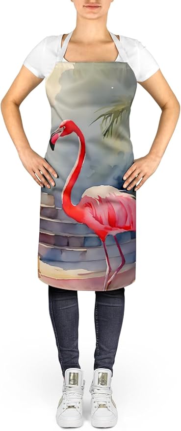 Caroline's Treasures Flamingo Apron Cooking Kitchen Server Baking Crafts Gardening for Adult Women Men, Unisex, Large, Multicolor