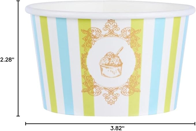 Restaurantware Ice Cream Cups 50 Pack of 8 oz Leak-Resistant Disposable Dessert Bowl Frozen Yogurt Cup Round Paper Container For Cold And Hot Desserts