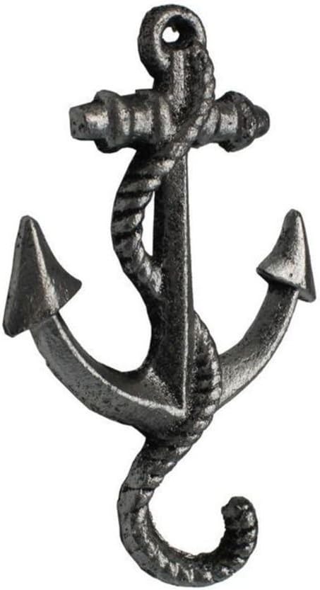 Hampton Nautical Rustic Silver Decorative Cast Iron Anchor Wall Hook 5" - Rustic Wall Art - Vintage Wall Decor