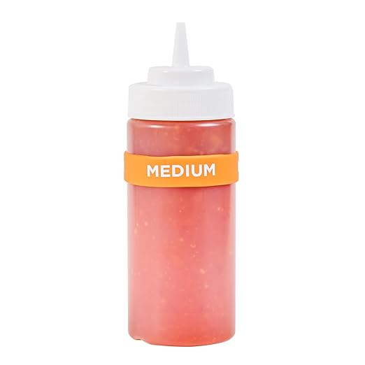 Restaurantware Silicone Squeeze Bottle Band 10 Count 2.75 Inch Dishwasher Safe Condiment Identification Band, Medium Orange Non-Slip Label Band for Condiment Labeling at Restaurants, Food Trucks