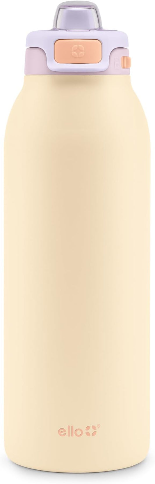 Ello Pop & Fill 40oz Stainless Steel Water Bottle with Quick Fill Technology, Double Walled and Vacuum Insulated Metal, Leak Proof Locking Lid, Sip and Chug, Reusable, BPA Free, Pastel Paradise