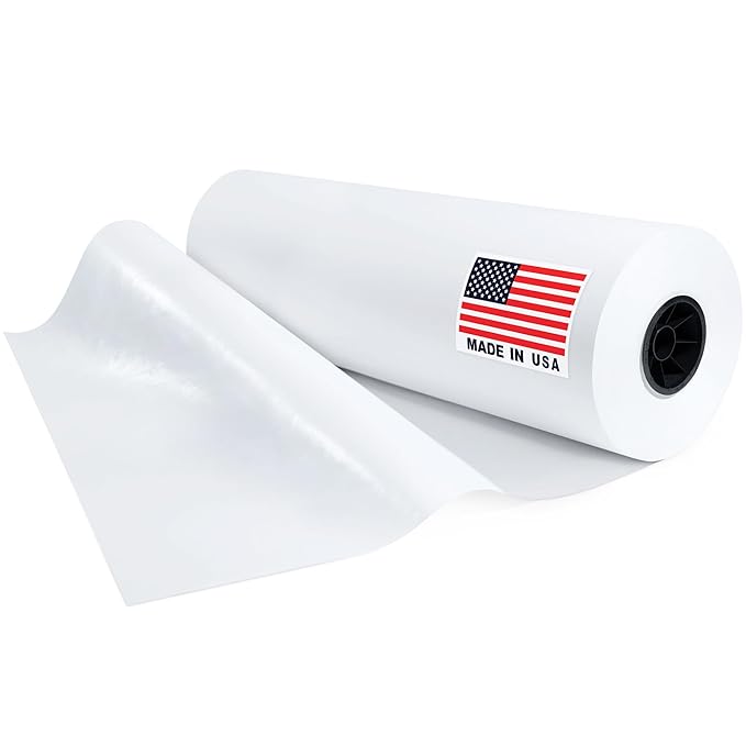 24" x 13200" (1100') Made in USA White Freezer Paper Roll – Moisture-Resistant Wrap, Prevents Freezer Burn, Keeps Meat Fresh for up to 1 year – Plastic Coated Paper for Meat, Fish, and Poultry