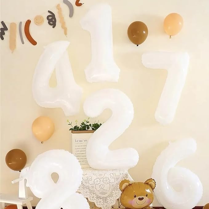 40 Inch Number 7 Balloon, 6 7 Birthday Decorations, White Seven Birthday Decor, 7 17 27 70 Year Old Balloon Number for Engagement, Wedding, Graduations