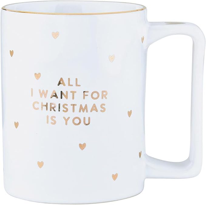 Santa Barbara Design Studio Holiday Ceramic Mug with Gold Foil Detail, 16-Ounces, Want For XMAS