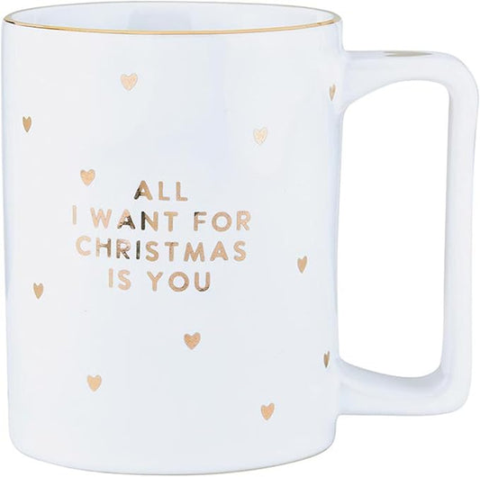 Santa Barbara Design Studio Holiday Ceramic Mug with Gold Foil Detail, 16-Ounces, Want For XMAS