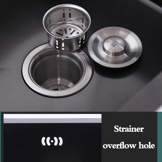 Single Bowl Practical and Durable Small Sink for Hotel Coffee Shop Bar Stainless Steel Single Bowl Sink Kitchen Sink for Small Apartment with Faucet (Black 40 * 40cm)