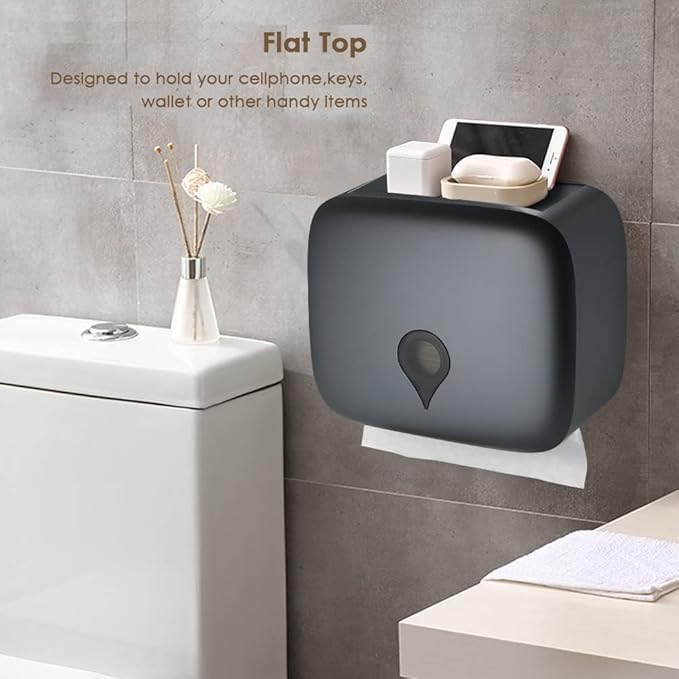 Bathroom Wall-Mounted Hand Paper Towel Dispenser with Key Waterproof Toilet Paper Tissue Dispenser Holder for Hotel Food Service Facilities Bathroom Office Kitchen Dispensador de Toallas de Papel