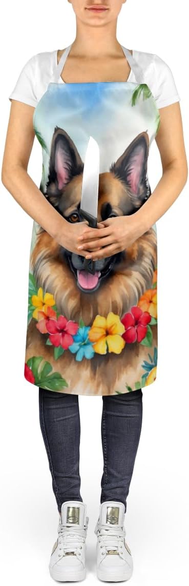 Caroline's Treasures Belgian Tervuren Luau Apron Cooking Kitchen Server Baking Crafts Gardening for Adult Women Men, Unisex, Large, Multicolor