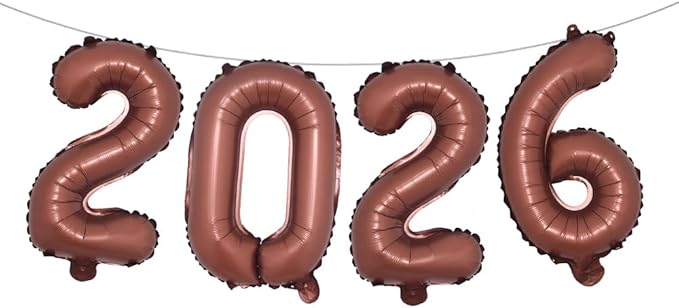16 Inch 2026 Balloons Number 2026 Foil Balloons for New Years Eve Party Supplies Anniversary Party Graduation Decorations Home Office Decoration (2026 Chocolate)