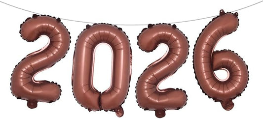 16 Inch 2026 Balloons Number 2026 Foil Balloons for New Years Eve Party Supplies Anniversary Party Graduation Decorations Home Office Decoration (2026 Chocolate)
