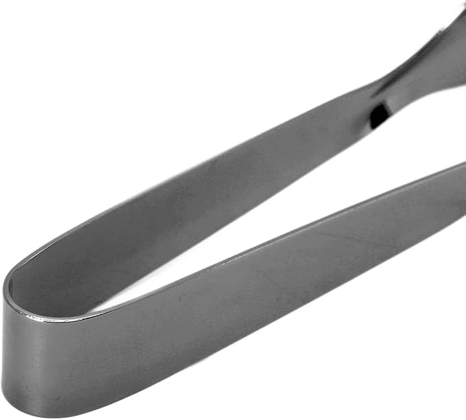 Ice Tongs Food Grade Thicken Stainless Steel Prevents Slipping Sugar Food Tweezers for Home Kitchen Bar Mirror Ice Bucket Party Coffee Bar (Black Plated)