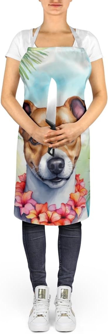 Caroline's Treasures Jack Russell Terrier Luau Apron Cooking Kitchen Server Baking Crafts Gardening for Adult Women Men, Unisex, Large, Multicolor