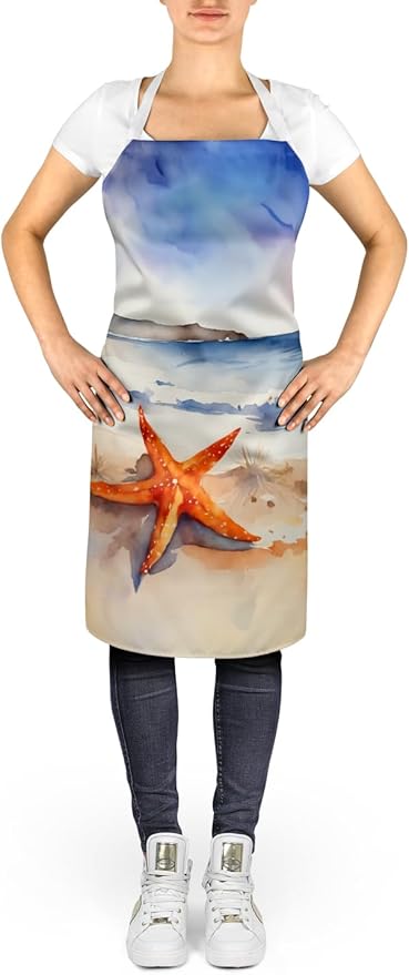 Caroline's Treasures Starfish Apron Cooking Kitchen Server Baking Crafts Gardening for Adult Women Men, Unisex, Large, Multicolor