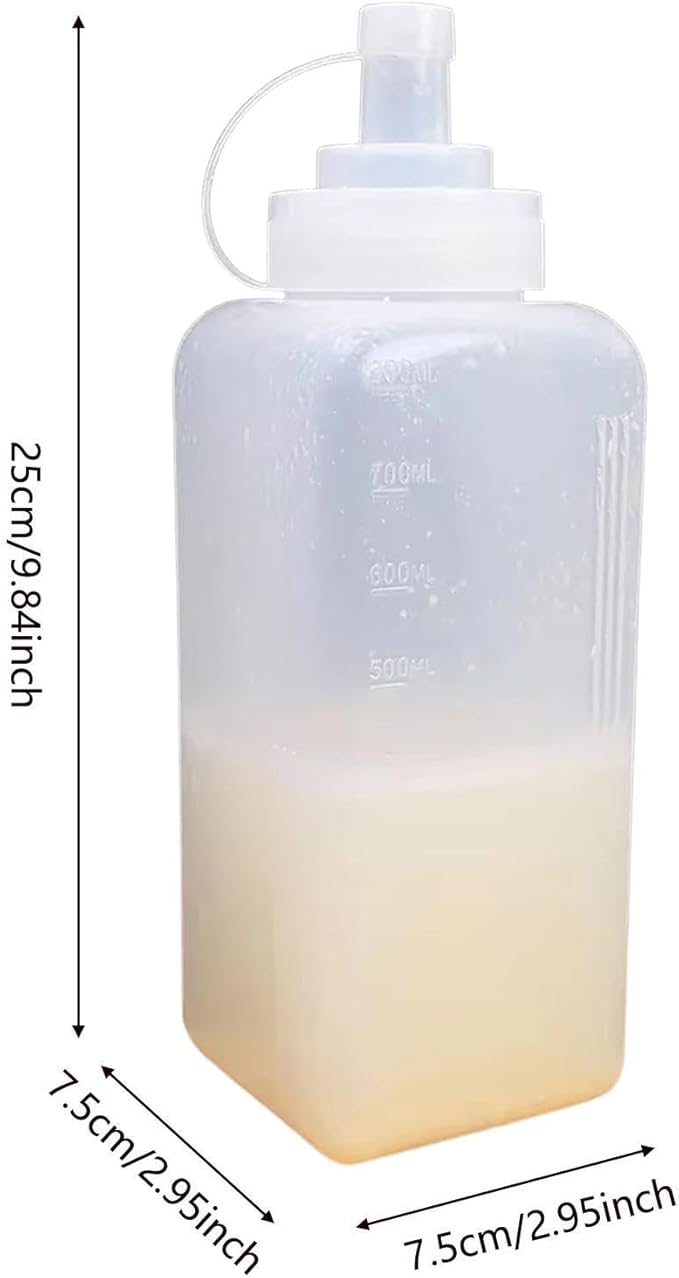 Sauce Storage Bottles, Refillable Dispenser Set, Wide Mouth Fixture with Leak Proof Build, Large Container with Scale Details, 2.95x2.95x9.84 inches Kitchen Accessory, Household Organizer for Salad