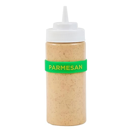 Restaurantware Silicone Squeeze Bottle Band 10 Count 2.75 Inch Dishwasher Safe Condiment Identification Band, Parmesan Green Non-Slip Label Band for Condiment Labeling at Restaurants, Food Trucks