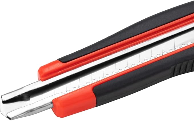 Handy Tek 5.3 Inch Blade Knives, 4 Retractable Utility Knives - Snap Off Blade, Built-In Lock, Orange Plastic Breakaway Knives, Heavy Duty, Sharp Blade - Restaurantware