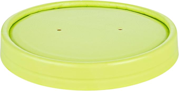 Restaurantware-LIDS ONLY: Bio Tek Lids For 8/12 Ounce Soup Containers, 200 Vented Lids For Paper Soup Containers - Soup Cups Sold Separately, Microwavable, Green Paper Lids, Hot And Cold Foods