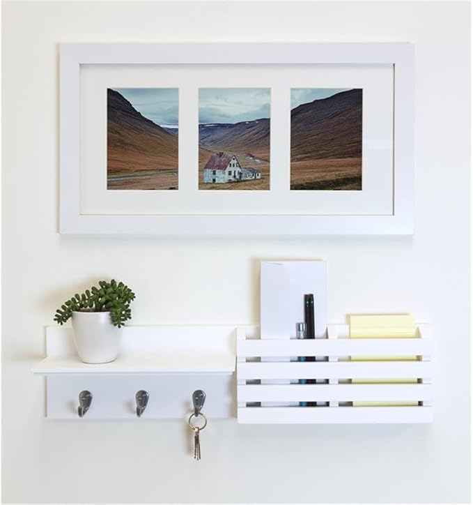 Kiera Grace kieragrace Sydney Mail Shelf, 3 Hooks WALL Organization, White