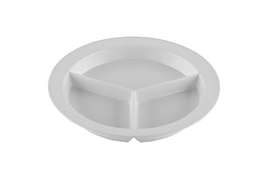 G.E.T. P-1530-W-EC Melamine 3- Compartment Deep Divided Plates, 9", White (Set of 4)