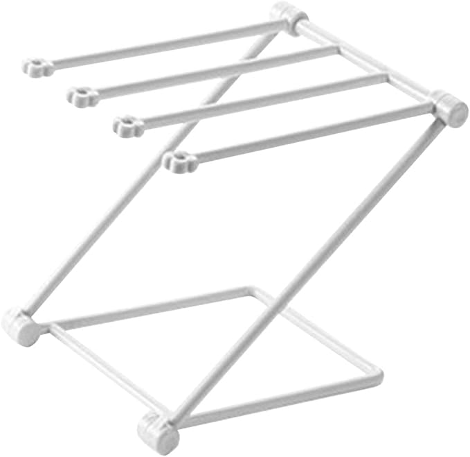GOTOTOP Folding Towel Drying Rack with 4 Arms, Hanging Towel Holder for Kitchen Organization, Well Organized, Easy to Take (Light Gray)