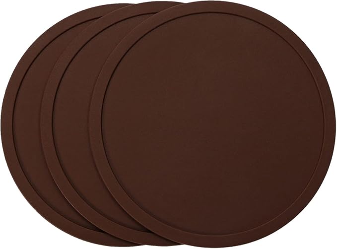 ONLYKXY 3 Pieces 3.93 Inch Silicone Coasters, Round Coasters for Drinks, Beverage Coffee Tea Coaster (Iron Red)
