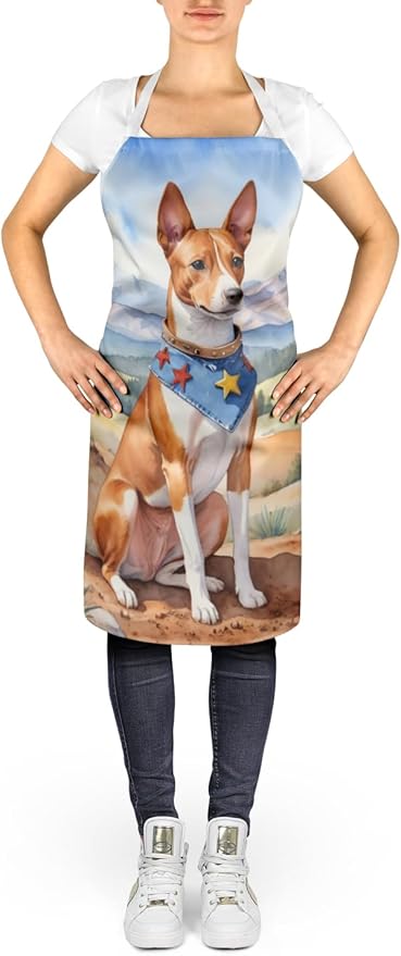 Caroline's Treasures Basenji Cowboy Welcome Apron Cooking Kitchen Server Baking Crafts Gardening for Adult Women Men, Unisex, Large, Multicolor