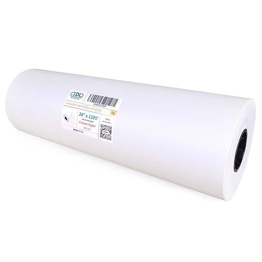 Freezer Paper Roll 24" x 13200" (1100 feet) - USA-made Large White Paper for Freezing Food, Meat & Fish - Freezer Material with Special Coating-Strong Barrier Against Air and Moisture by IDL Packaging