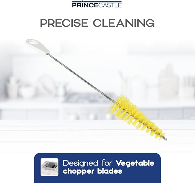 Prince Castle Saber King Cleaning Kit with Round Brush, Yellow - Vegetable Chopper Blade and Kitchen Chopper Parts Cleaning Brush Kit for Dicing Vegetables and More