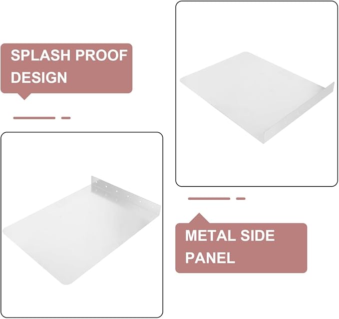 jojofuny 2pcs Wall Mounted Stainless Steel Splash Guard Kitchen Sink Side Splatter Shield Easy Installation Cleaning Prevents for Home Use