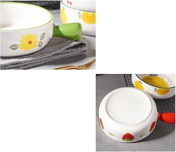 Dishes Ceramic Handle Bowl Fruit Salad Breakfast Bowl Instant Noodle Dishes Creative Cute Baking Household Kitchen Tableware (Color : H) (G)