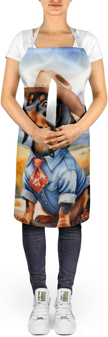 Caroline's Treasures Dachshund Cowboy Welcome Apron Cooking Kitchen Server Baking Crafts Gardening for Adult Women Men, Unisex, Large, Multicolor