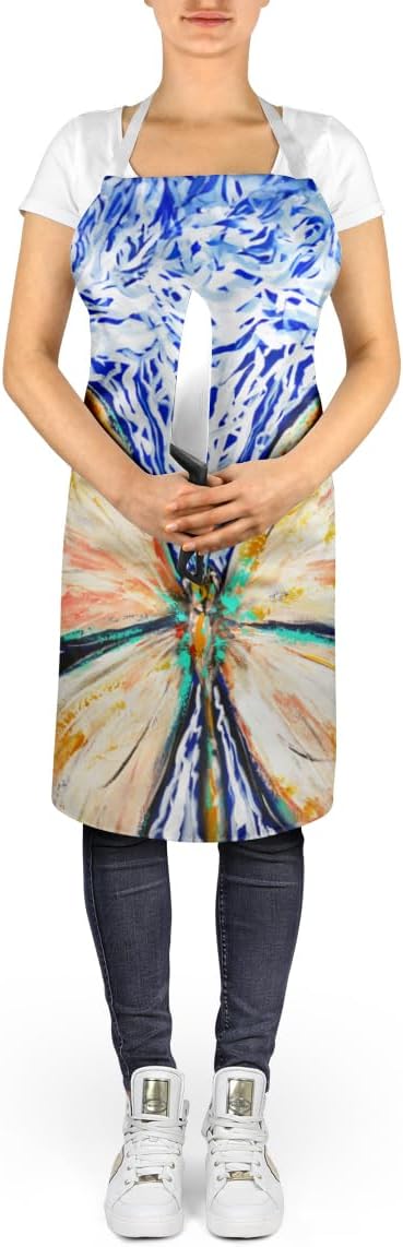 Caroline's Treasures Butterfly Violet Tip Apron Cooking Kitchen Server Baking Crafts Gardening for Adult Women Men, Unisex, Large, Multicolor