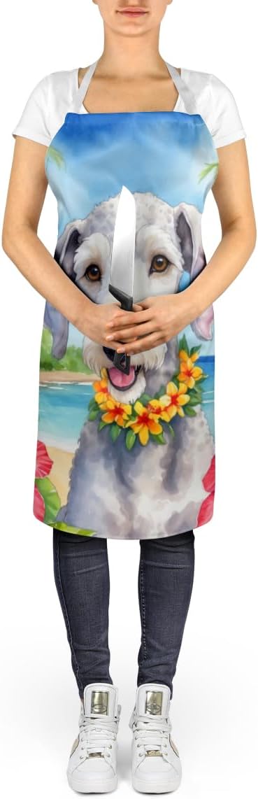 Caroline's Treasures Bedlington Terrier Luau Apron Cooking Kitchen Server Baking Crafts Gardening for Adult Women Men, Unisex, Large, Multicolor