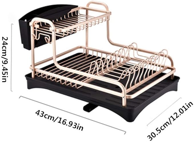 Aluminum Alloy Dish Rack Kitchen Storage Box Drain Rack Drying Board Shelf Sink Knife and Fork Box Made Very Suitable for Home Kitchen.