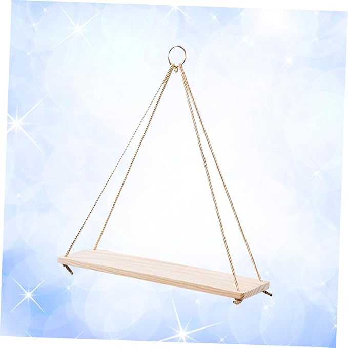 Unomor 2pcs Hanging Rope Shelf Wooden Basket Storage Rack for Wire Shelf Flower Pot Organizing