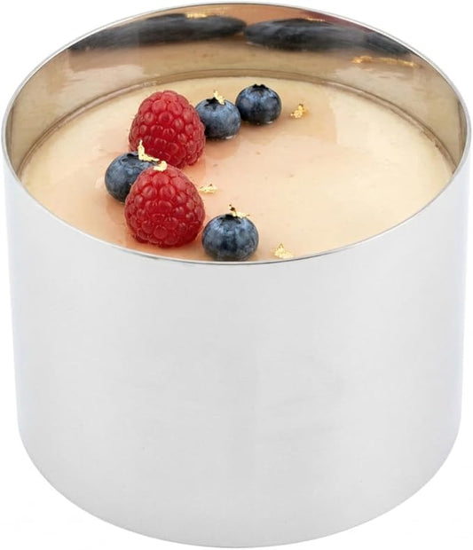 Restaurantware 3 x 2.4 Inch Baking Ring 1 Round Cake Ring - Oven-Ready Freezable Stainless Steel Ring Mold Dishwashable For Cooking Or Baking