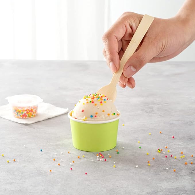Coppetta 3 Ounce Paper Cups, 200 Durable To Go Cups - Lids Sold Separately, Disposable, Green Paper Dessert Cups, Freezable, For Cafes And Restaurants - Restaurantware