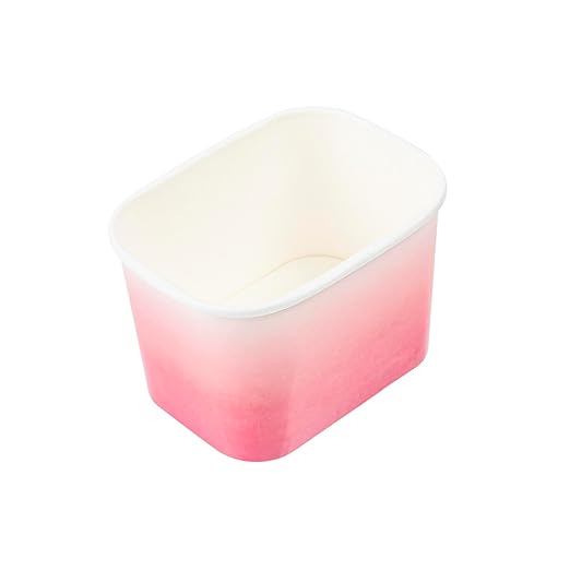 Restaurantware Paper Cups 50 Count 12 Ounce Square Disposable Ice Cream Containers, Leak-Resistant Paper Dessert To Go Cups, Hot And Cold Food, Durable Pink And White Ombre Design