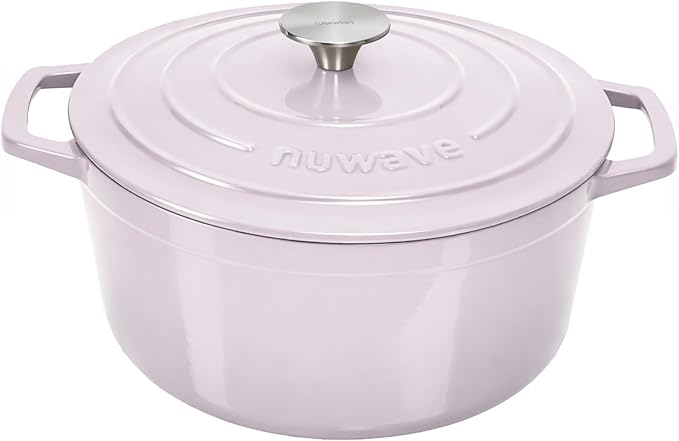 Nuwave 6QT Healthy Enameled Cast Iron Dutch Oven Pot with Lid, Heavy Duty 7-Layer Enamel, Enhanced Rust Protection, Dual Handles, Oven Safe to 500°F for Sourdough Bread Baking, Braise, Stew, Roast