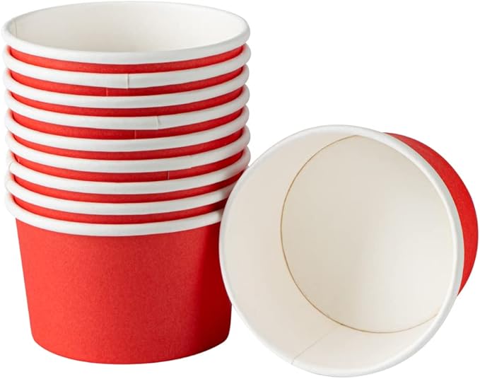 Coppetta 3-Ounce Dessert Cups, 200 Disposable Ice Cream Cups - Lids Sold Separately, Heavy-Duty, Red Paper Frozen Yogurt Bowls, For Hot And Cold Foods, Perfect For Gelato Or Mousse - Restaurantware