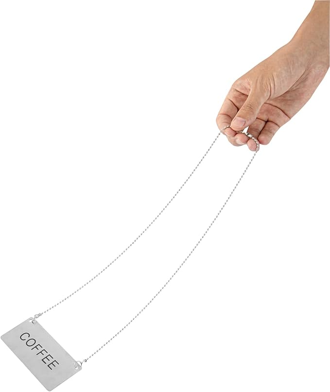 Restaurantware 26 Inches Chafer Urn Chain and 3.5 x 1.6 Inch "Coffee" Label - 12 Count - Met Lux Stainless Steel Chafing Dish Accessory, Durable, Easy to Use - Label for Catering, Buffet