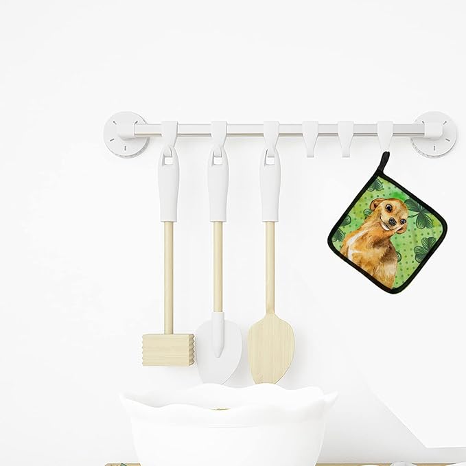 Caroline's Treasures BB9832PTHD Chihuahua St Patrick's Pair of Pot Holders, Green Kitchen Heat Resistant Pot Holders Sets Oven Hot Pads for Cooking Baking BBQ, 7 1/2 x 7 1/2