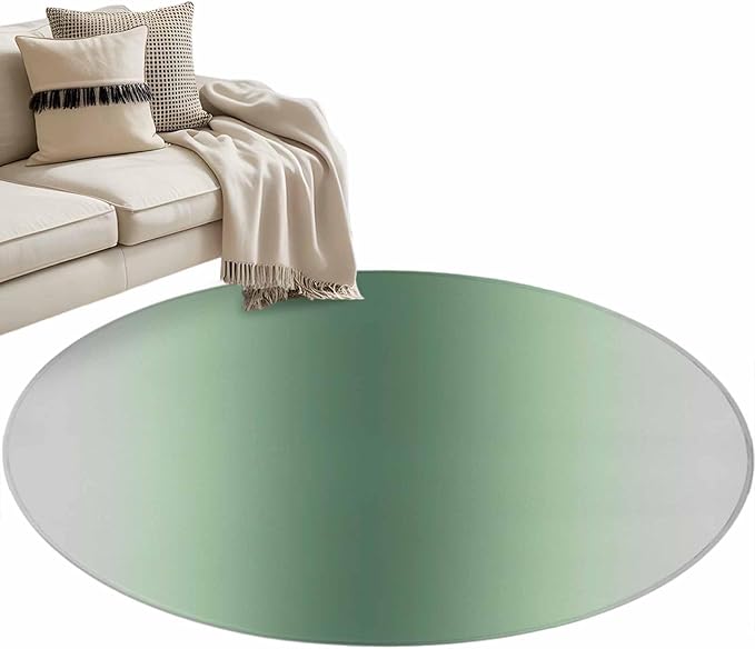 Washable Round Area Rug Rat Tail Green Gray Gradual Circle Rugs Floor Carpet for Living Room Bedroom, Abstract Art Soft Non Slip Round Rug 4ft