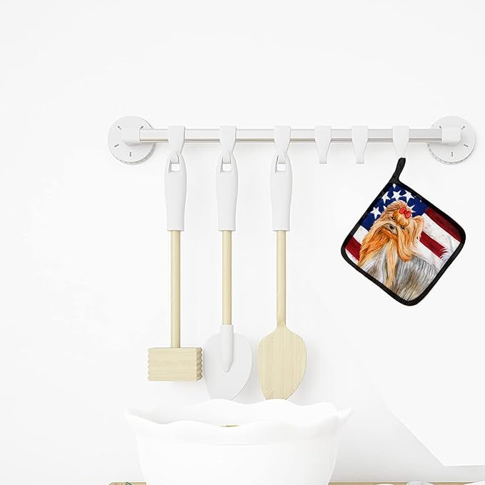 Caroline's Treasures BB9685PTHD Yorkshire Terrier Patriotic Pair of Pot Holders Kitchen Heat Resistant Pot Holders Sets Oven Hot Pads for Cooking Baking BBQ, 7 1/2 x 7 1/2