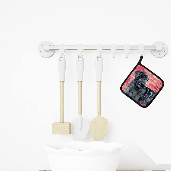 Caroline's Treasures BB9747PTHD Giant Schnauzer Love Pair of Pot Holders, Red Kitchen Heat Resistant Pot Holders Sets Oven Hot Pads for Cooking Baking BBQ, 7 1/2 x 7 1/2